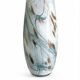 Blown glass vase marbled in white, water green, and with golden inclusions –