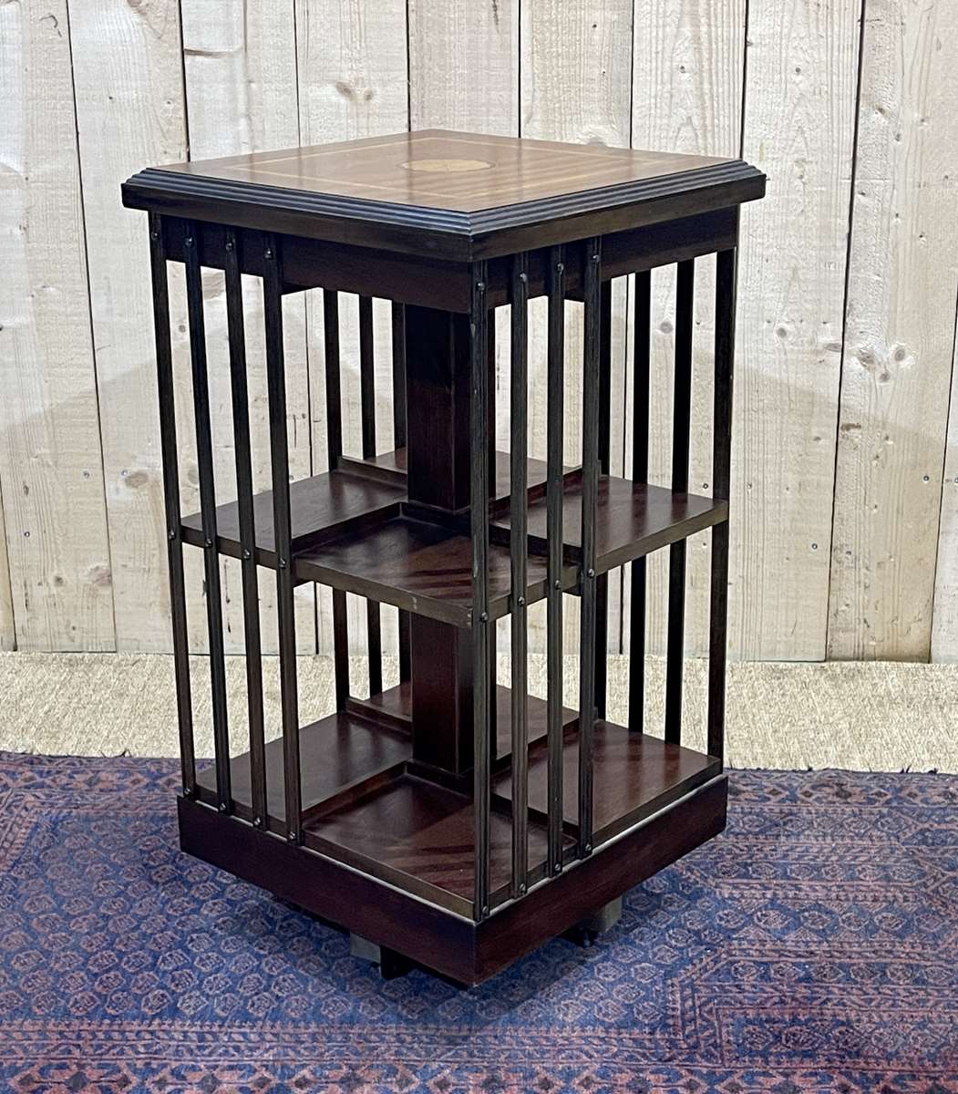 Mahogany revolving bookcase from the 1950s