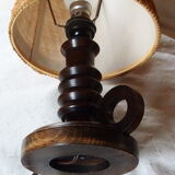 Vintage turned wooden candle holder lamp