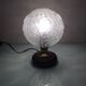 Structured glass bedside lamp and wooden foot / vintage 60s-70s