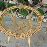 Vintage rattan/wicker round table