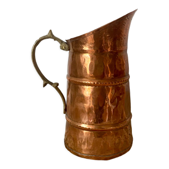 Antique copper and brass pitcher