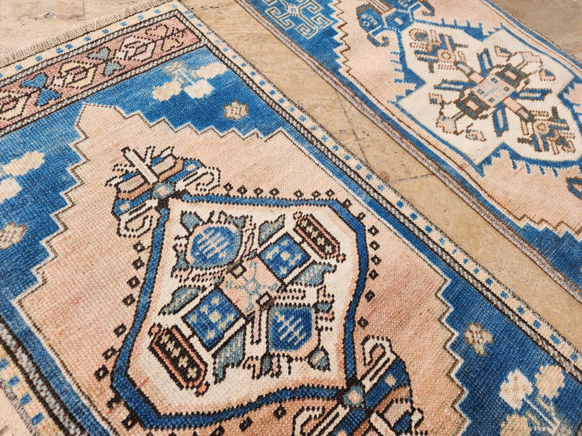 Lot de 2 tapis turcs vintage faits main