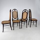 Set of 4 Radomsko Bentwood and Cane Dining Chairs, 1950s
