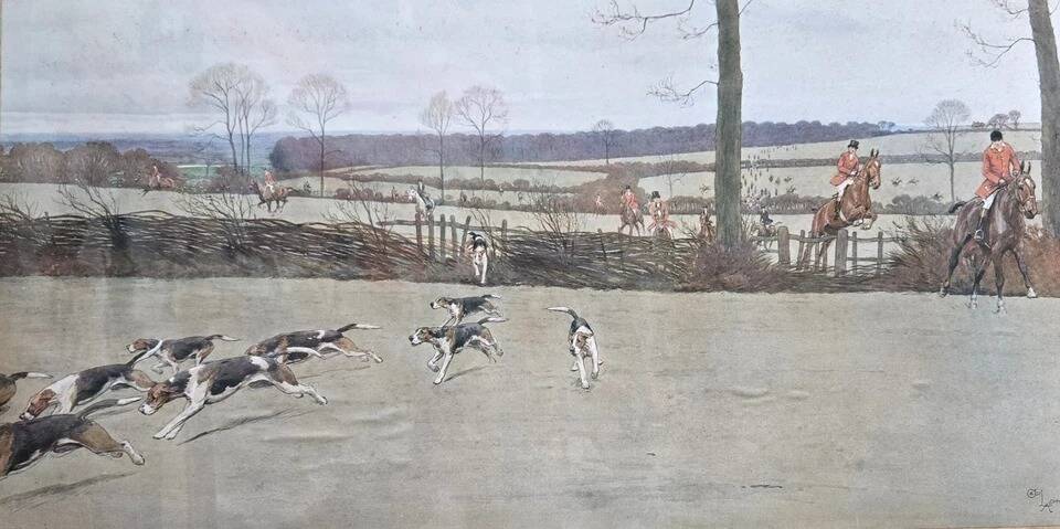 Watercolour engraving by Cecil Aldin, famous British artist.