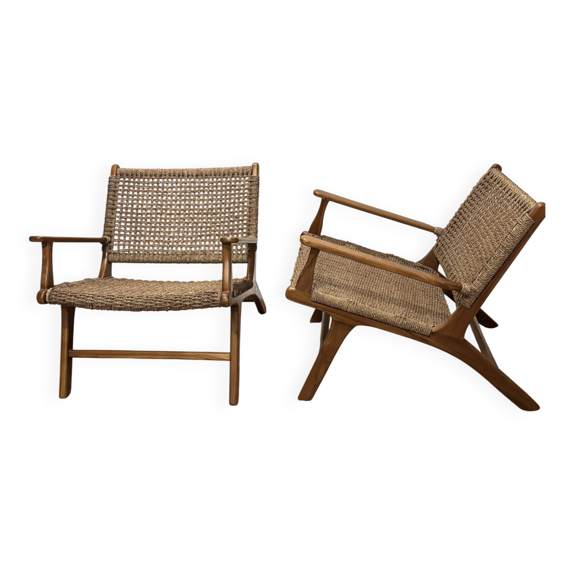 Pair of Olivier de Schrijver armchairs in rope