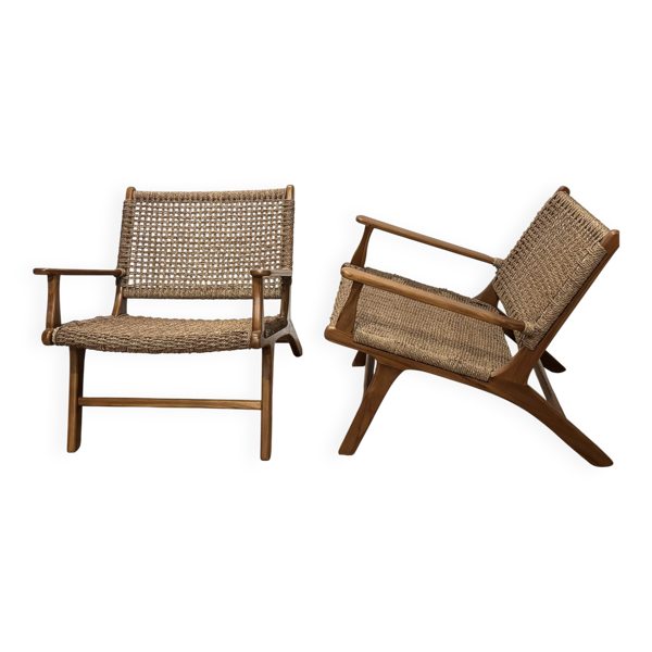 Paire de fauteuils Olivier de Schrijver en corde