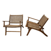 Paire de fauteuils Olivier de Schrijver en corde