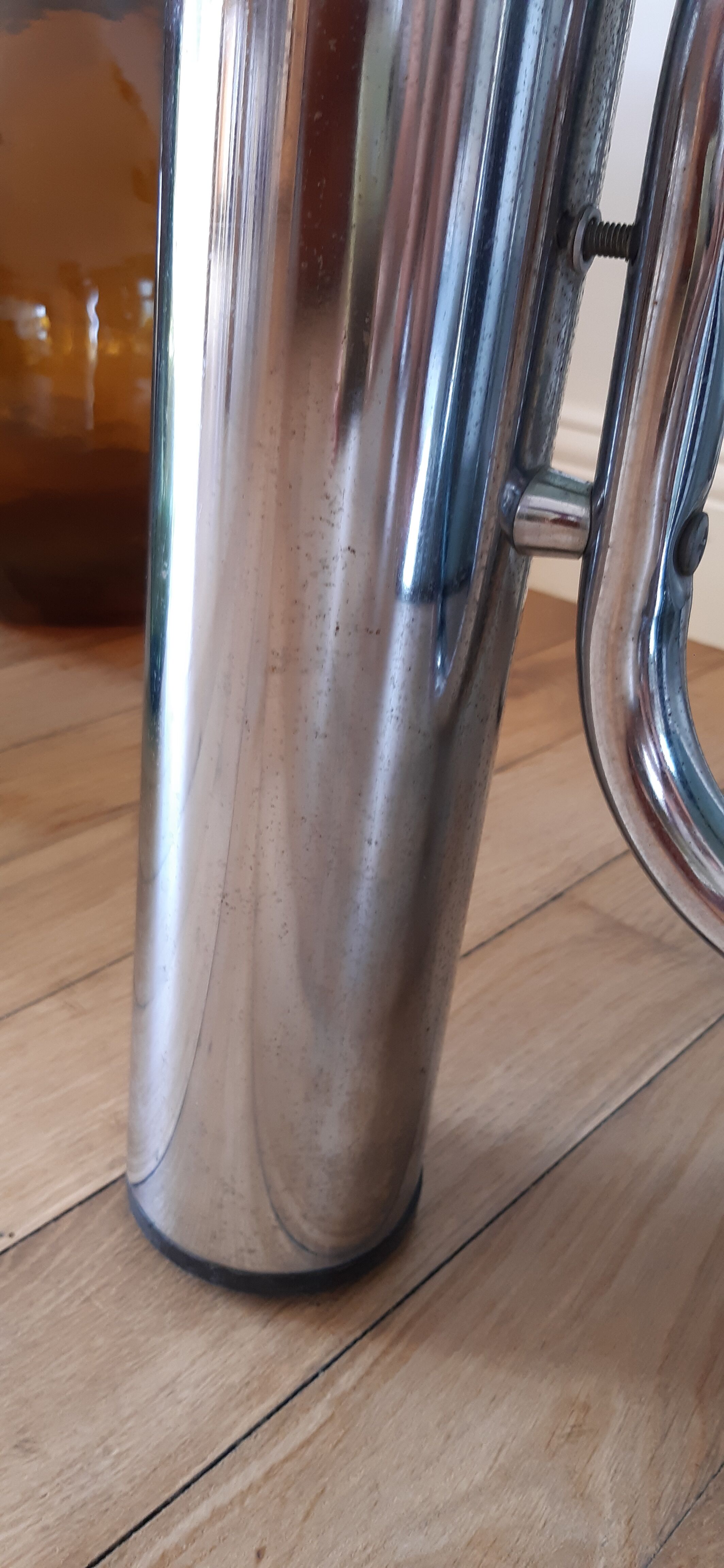 Smoked glass coffee table and chrome legs 70s