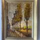 Tableau Ancien 1895 - Allée de Peupliers - Huile sur Panneau & Cadre D