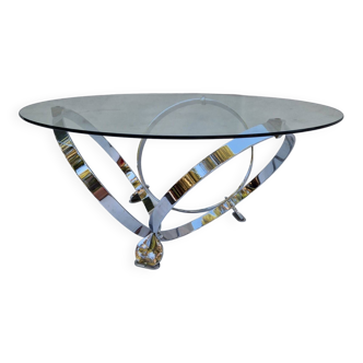 Vintage round chrome ring coffee table by Knut Hesterberg, Germany 1960s