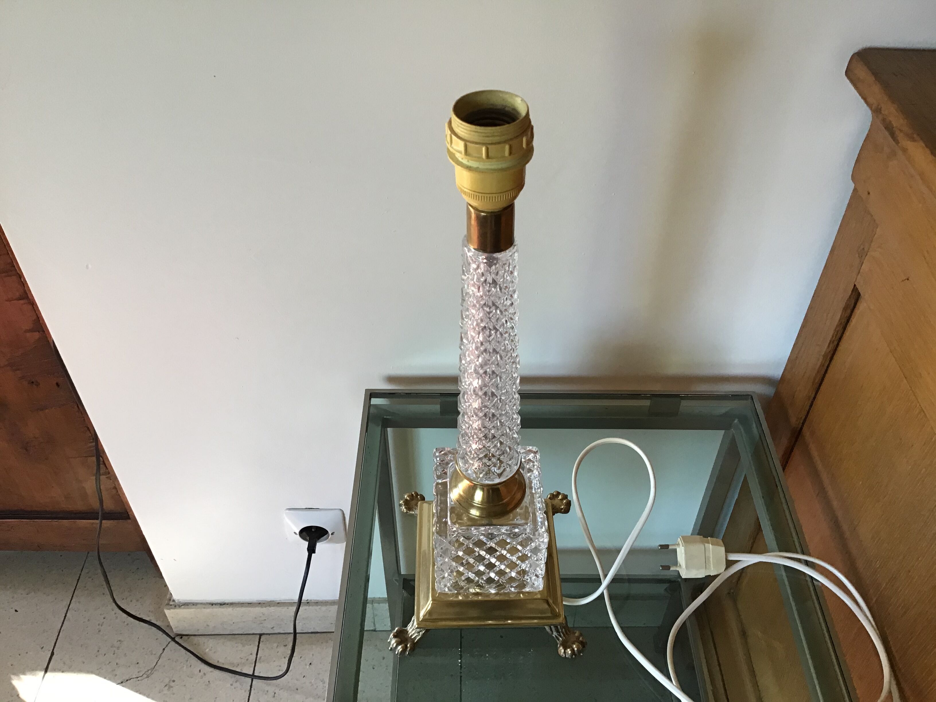 Brass and crystal lamp foot