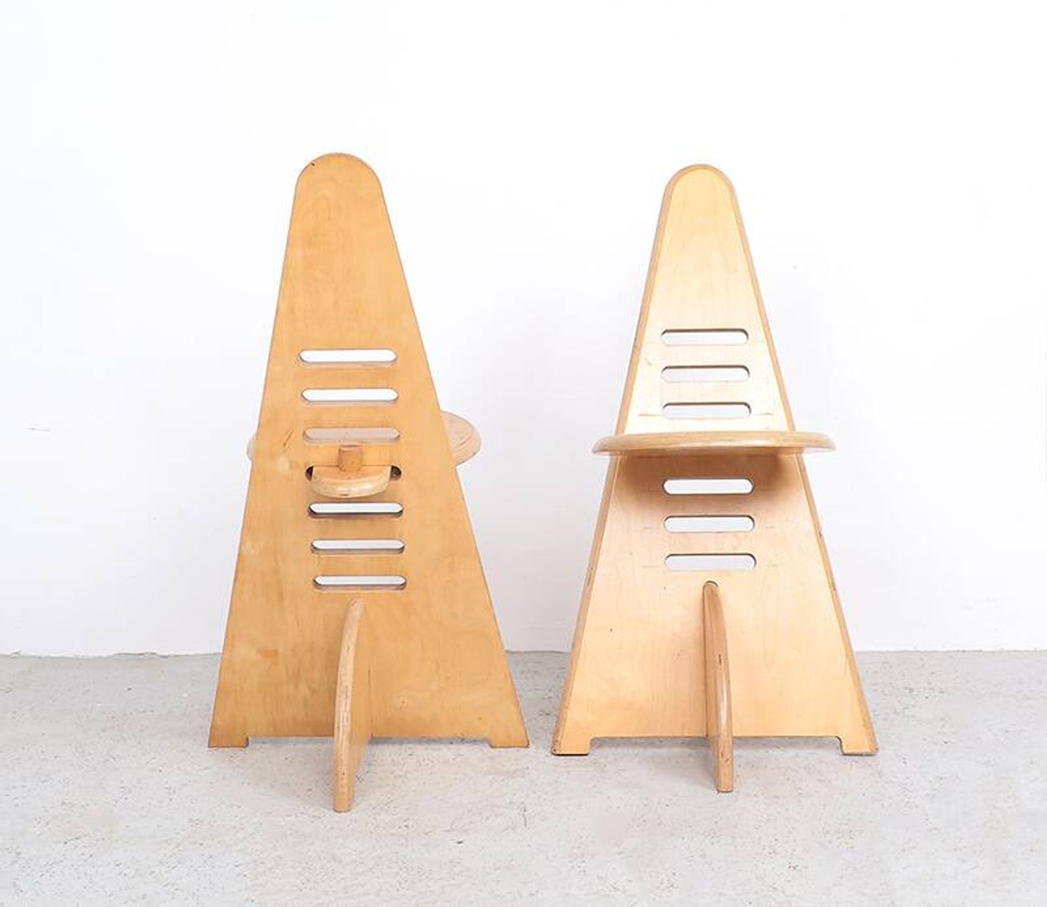 Chaises en bois ajustables Lundi-sit, Lundia années 1980.