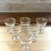 Liqueur Glasses, Vintage French Set of 6 – Gold Rimmed Stemware