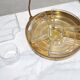 Vintage aperitif serving tray in brass and glass