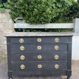 Commode ancienne d'époque restauration patinée noire