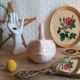 Cache pot en forme de cygne nacré rose sia vintage