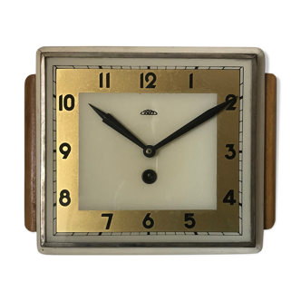 1950 art deco wooden clock prim, czechoslovakia