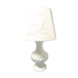Opaline Abat Day Bedside Old Vintage Embroidery Lamp