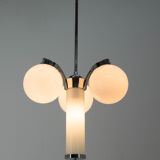 Lustre art déco en chrome et verre, années 1930