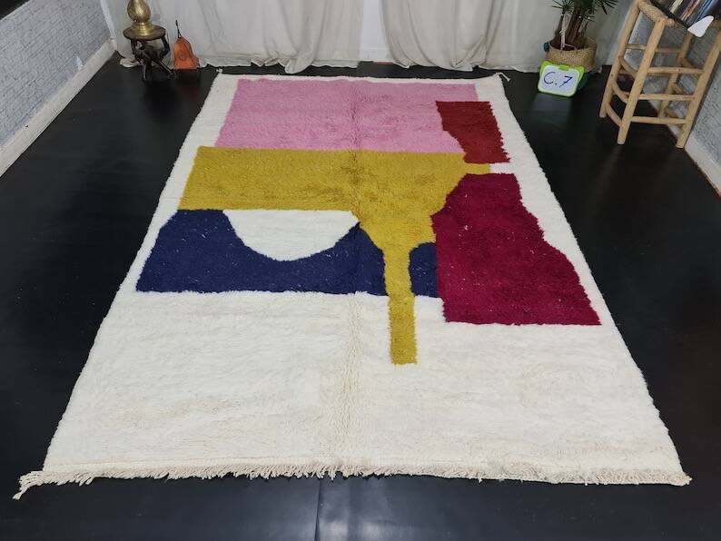 Tapis berbère en laine fait main traditionnelle taille 100 x 200 cm