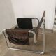 Velvet and tubular metal armchair 1980