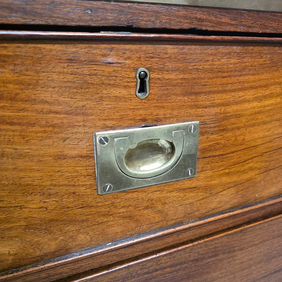 Antique English Mahogany Campaign Chest Of Drawers, 1820/30s