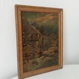 Old small format oil painting on board 19th century