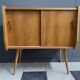 1960s blond wood wardrobe with 2 sliding doors