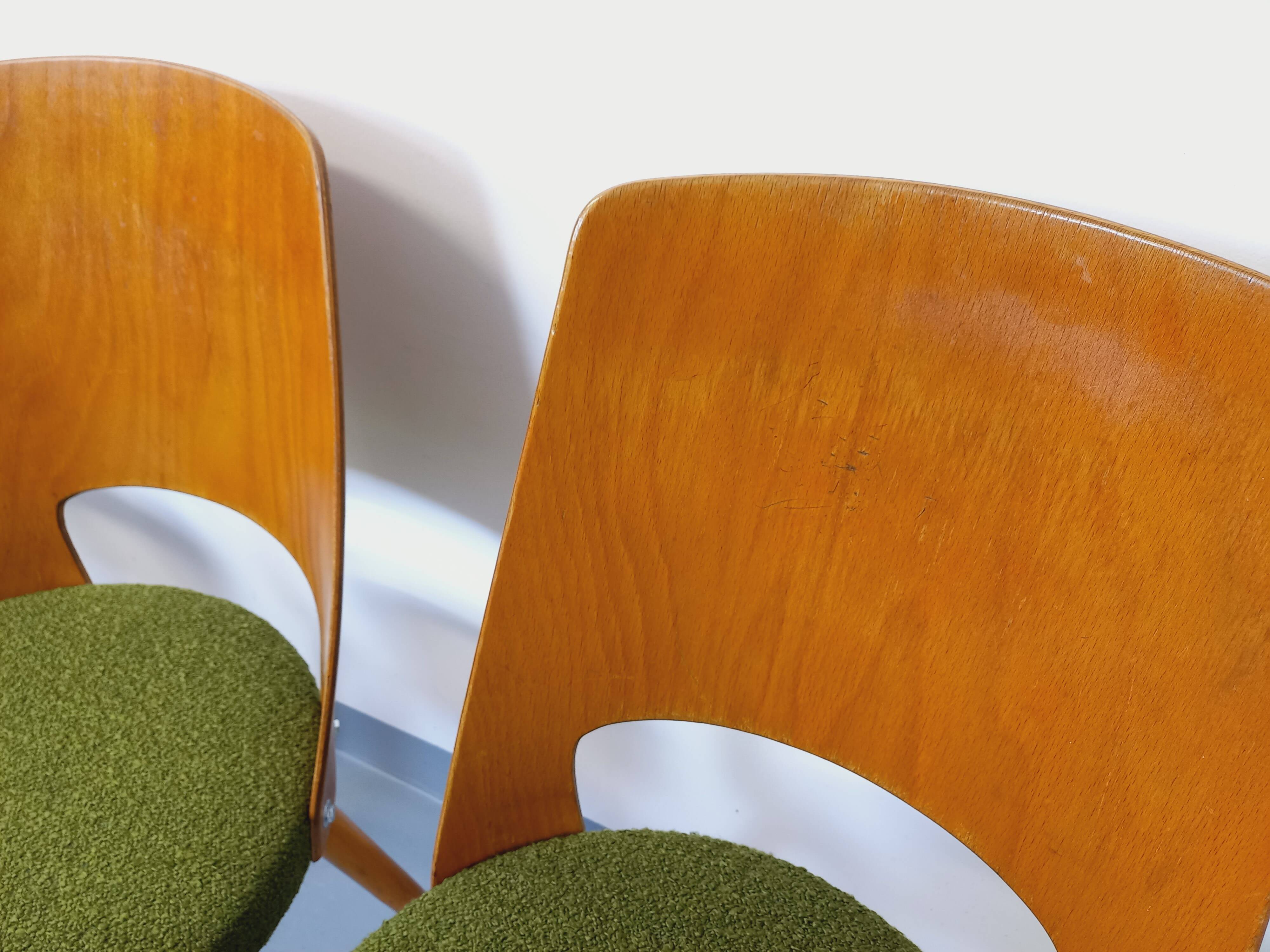 Set of 4 vintage Baumann Mondor chairs in terry cloth wood