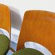 Suite de 4 chaises Mondor vintage de marque Baumann en bois tissu bouclette