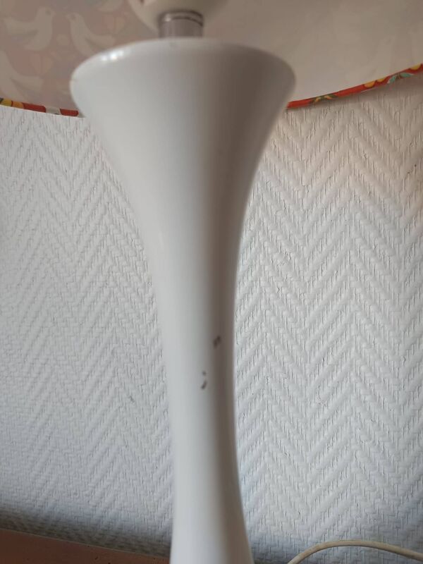 Lampe tulipe, abat-jour oiseaux orange, 1970