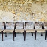 Ensemble de 6 chaises, modèle 78 en palissandre, première édition par Niels Moller, circa 1962-1970