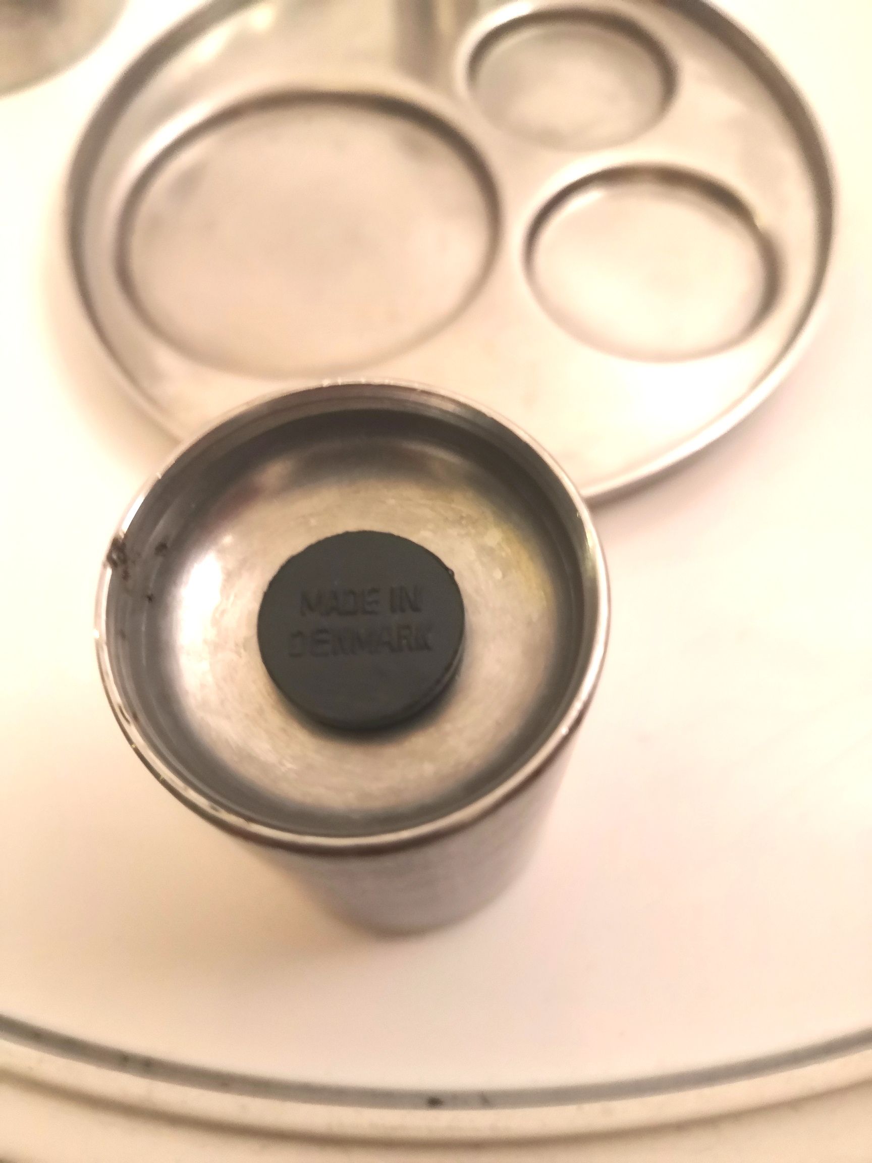 Ménagère salt, pepper and mustard "cylinda" by Arne Jacobsen for Stelton, 1960