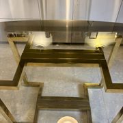 Table à manger Belgo chrome années 70 verre fumé