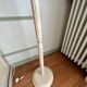Foot lamp in bleached wood and copper, lampshade in ivory fabric Roche Bobois