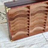 Vintage wall shelf, craft furniture style - Wood and gold metal