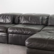 Durlet 'Jeep' Modular Sofa in Anthracite Grey Leather, Belgium 1970s