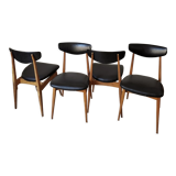 4 Scandinavian chairs in skaï and wood