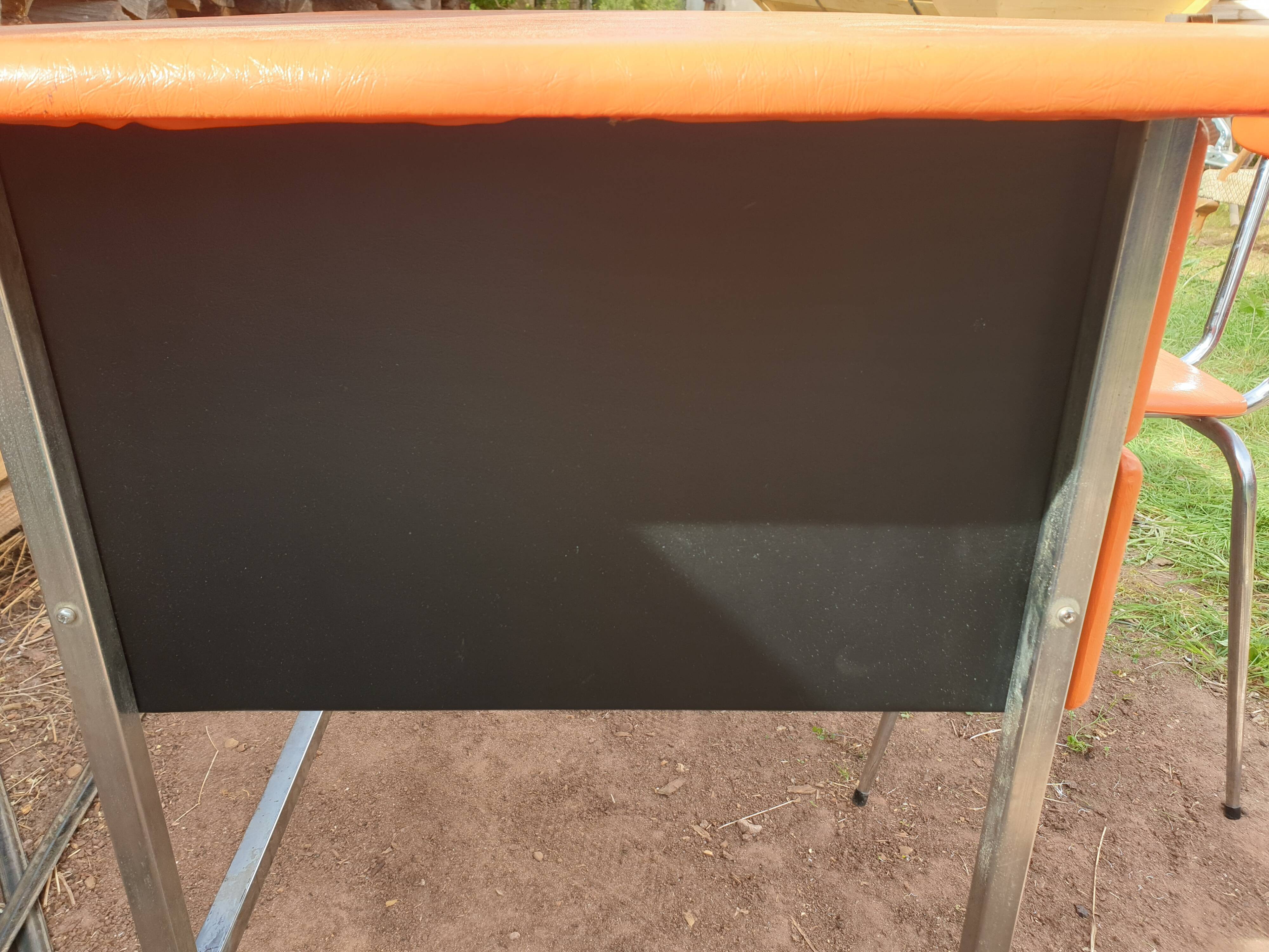 Desk set and vintage chair 70 skai and chrome