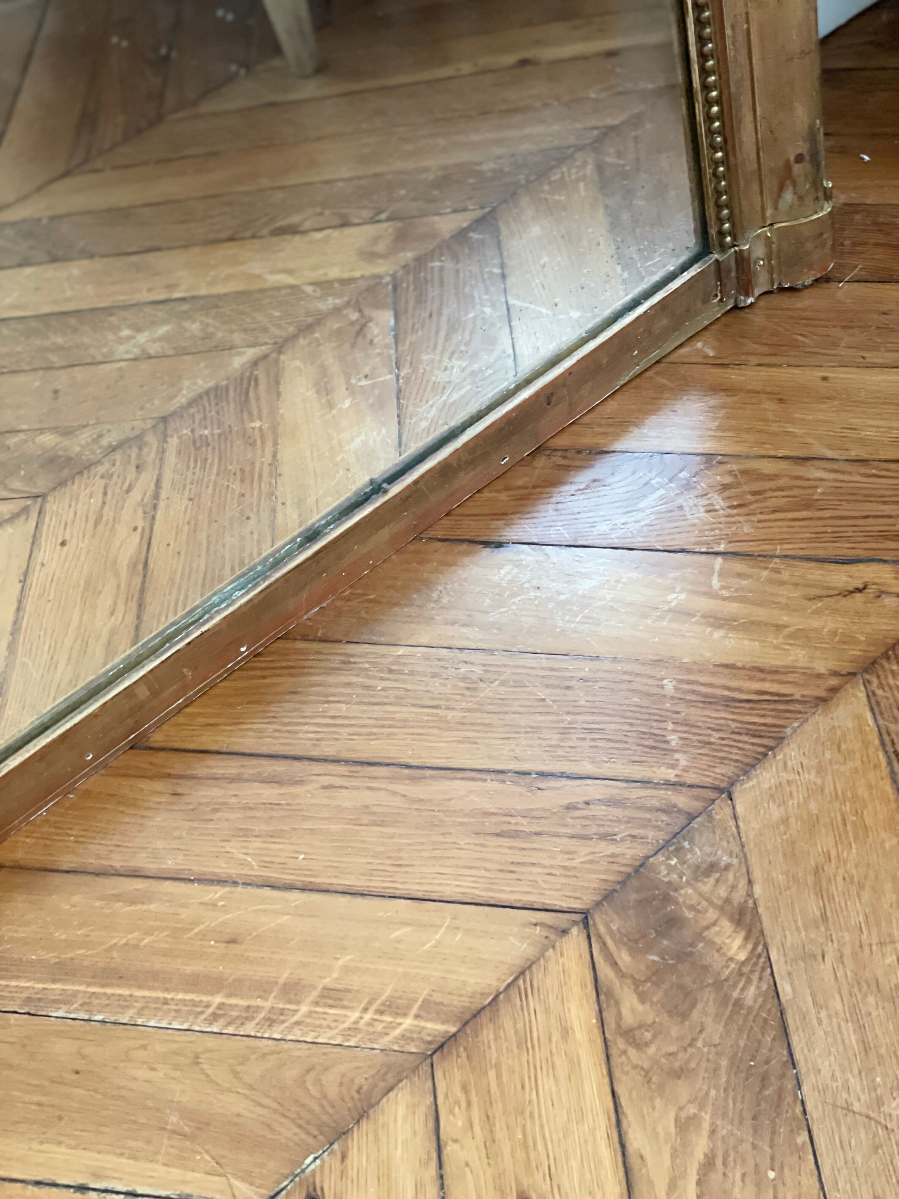 Old mirror louis Philippe Dore gold leaf pediment gilded fireplace