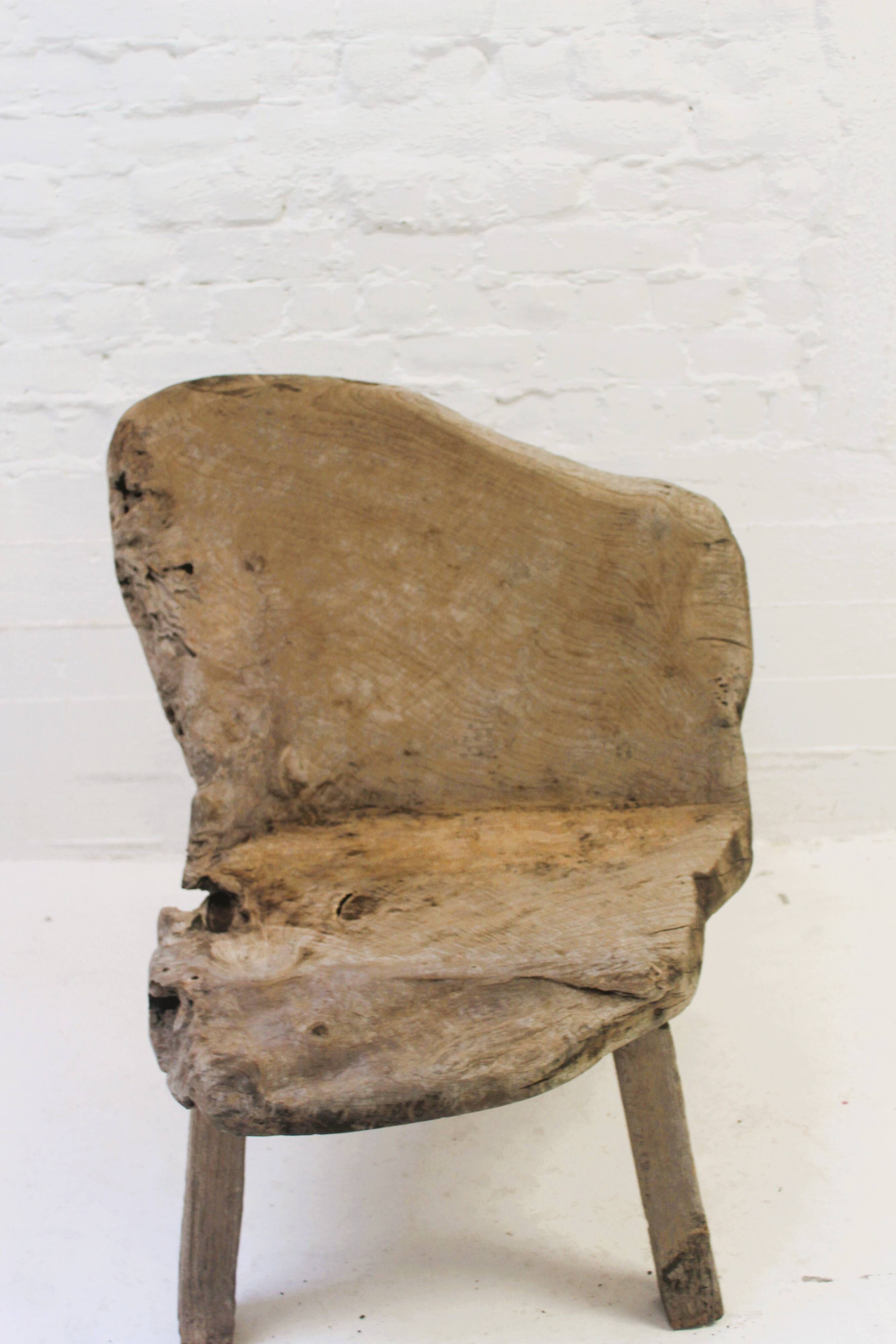 Siège Wabi Sabi robuste en bois massif, 1950
