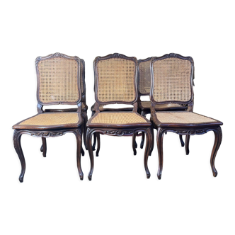 Suite of 6 Louis XV style chairs in canning