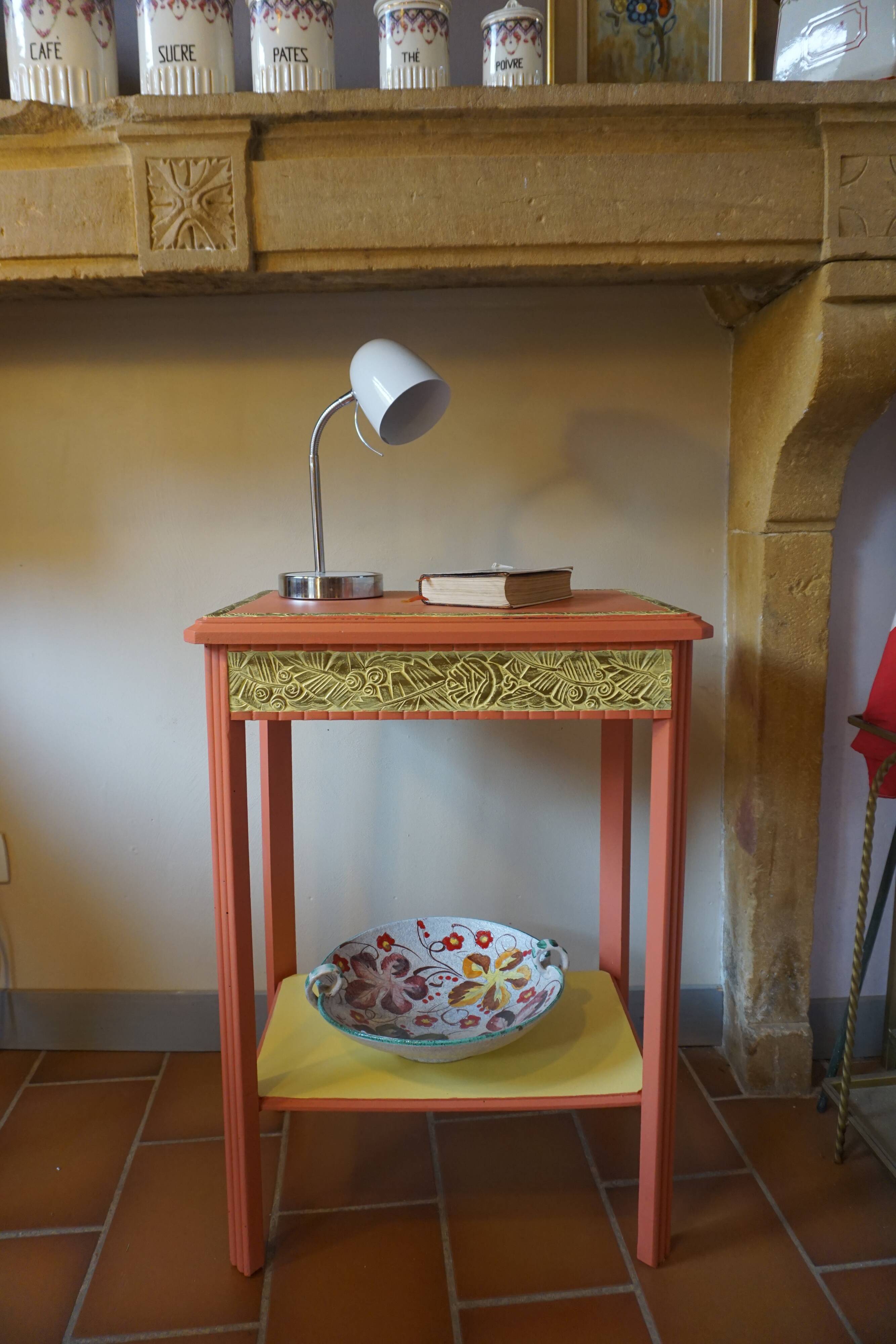 Art Deco painted wood side table - 1930s