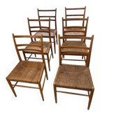 Set of 6 vintage Scandinavian chairs in paper cord – 1960s