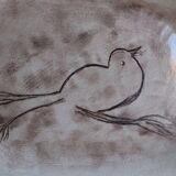 Plat en céramique oiseau fait main signé