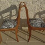 Set of 4 chic wooden chairs with firm fabric seats in Louis Philippe style – Completely revamped
