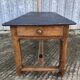 Antique oak farmhouse table with cat bar and 2 end drawers