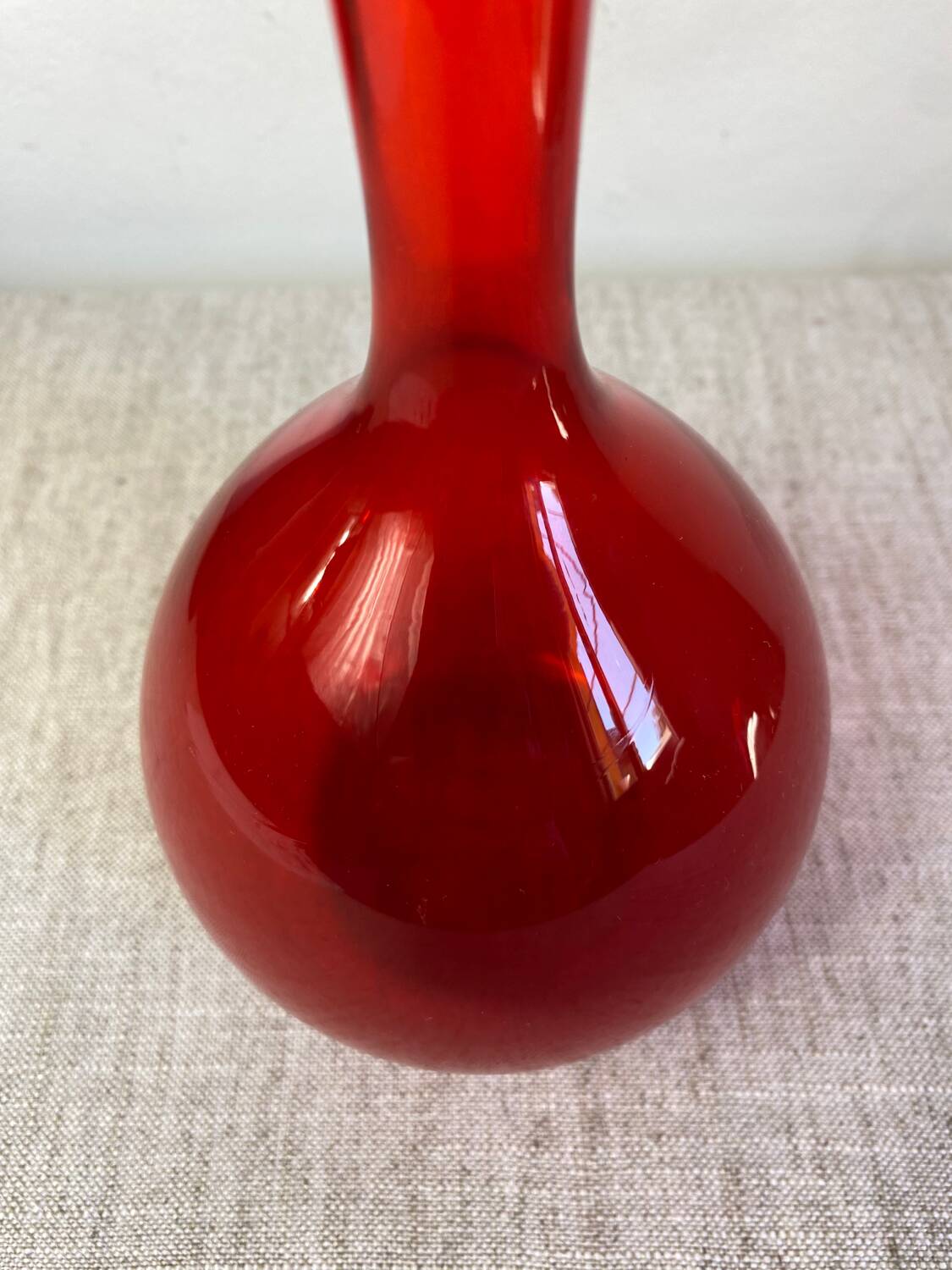 Red glass vase