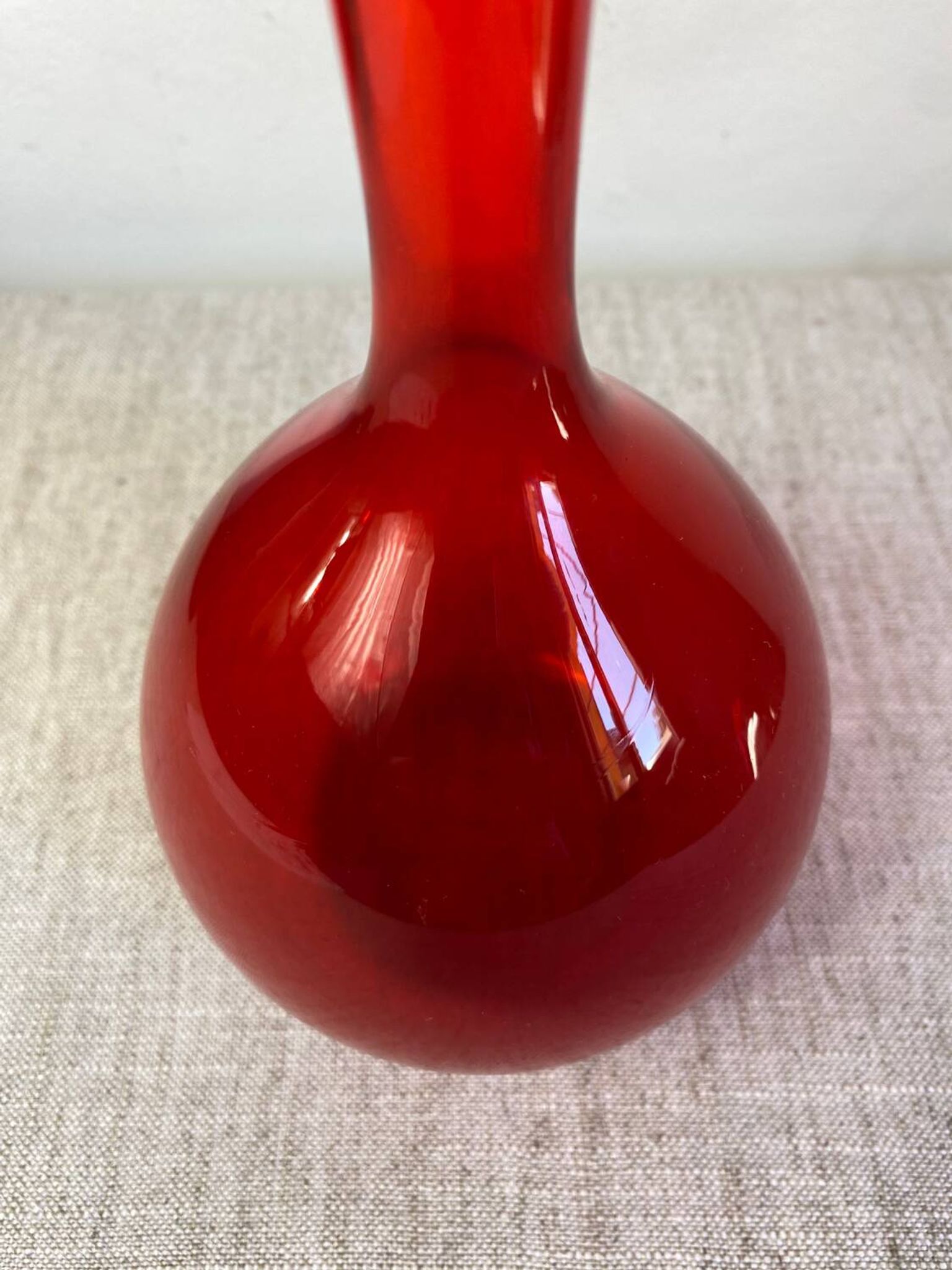Red glass vase